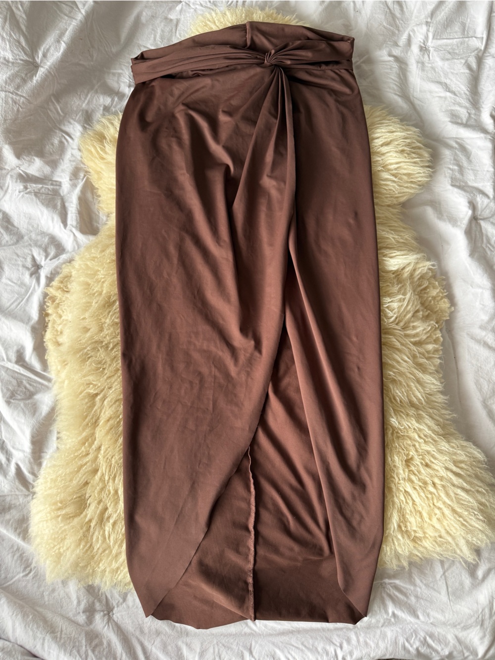 SKIMS Recycled Swim Sarong Skirt Brown